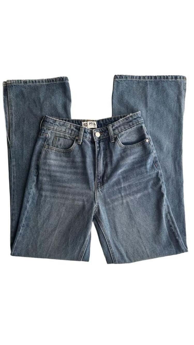 Ptcl Jeans Size 24 Blue Denim High Waist Split Hem ethical